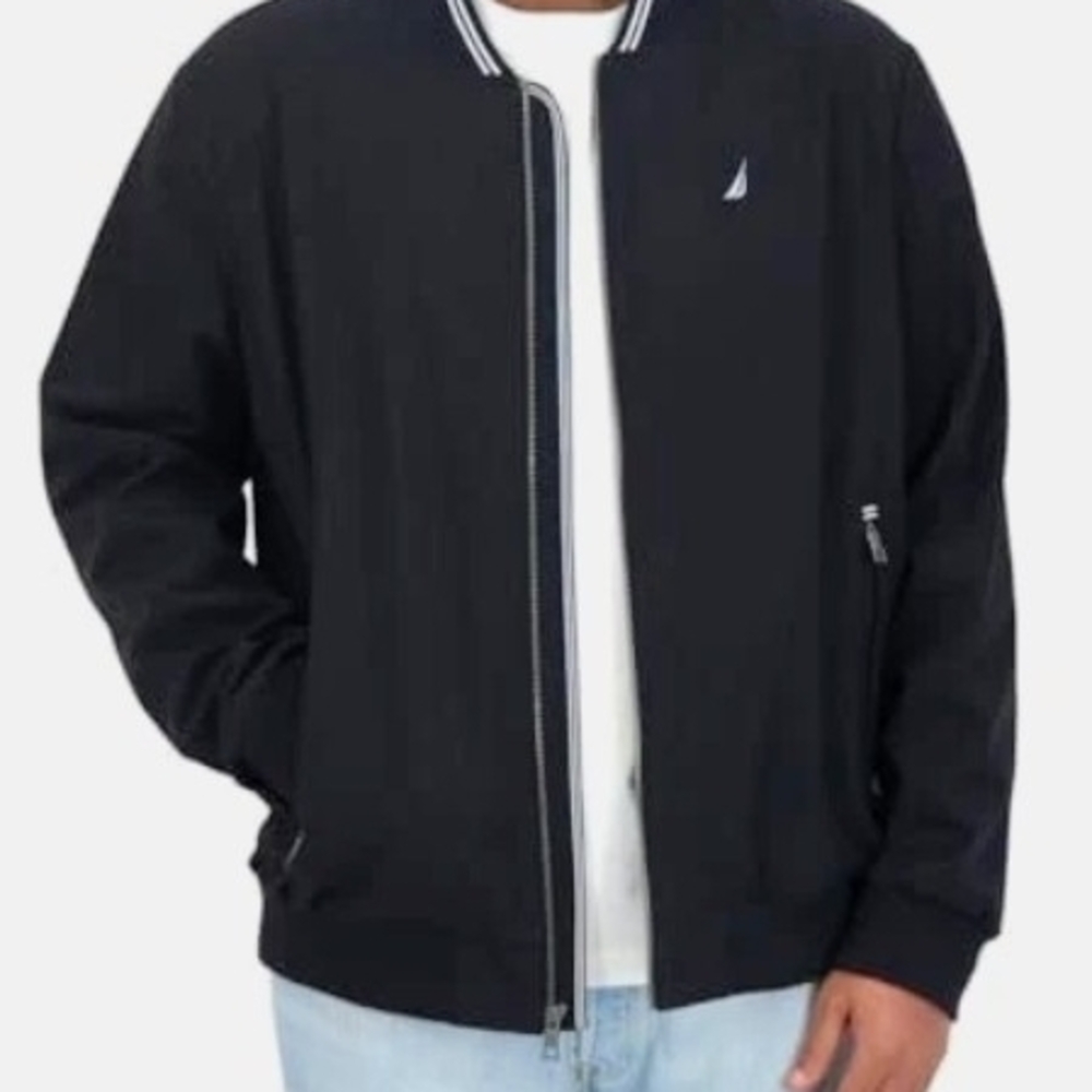 Nautica Water & Wind Resistant Men's Black Bomber Jacket Size XXL